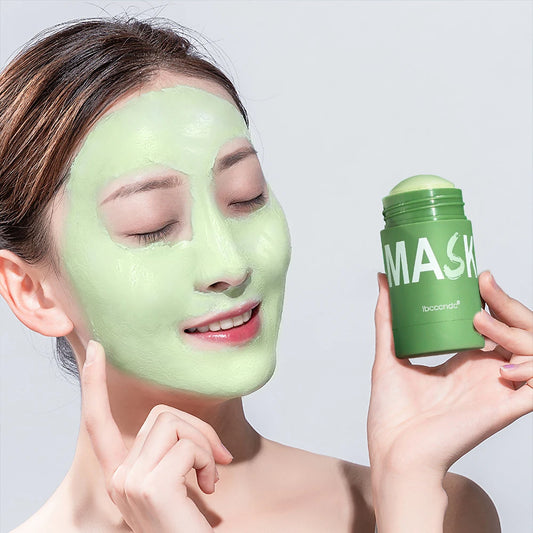 Masque nettoyant pour le visage en stick de 40 g aux extraits de thé vert et de rose – Nettoyant hydratant en profondeur, resserre les pores, élimine les points noirs, régule la production de sébum