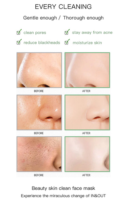 Masque nettoyant pour le visage en stick de 40 g aux extraits de thé vert et de rose – Nettoyant hydratant en profondeur, resserre les pores, élimine les points noirs, régule la production de sébum