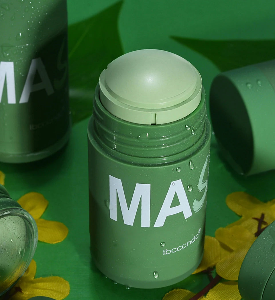 Masque nettoyant pour le visage en stick de 40 g aux extraits de thé vert et de rose – Nettoyant hydratant en profondeur, resserre les pores, élimine les points noirs, régule la production de sébum