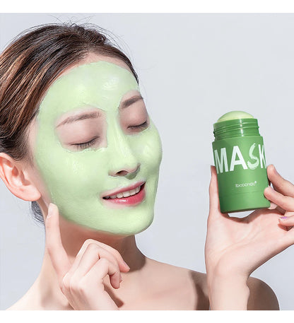 Masque nettoyant pour le visage en stick de 40 g aux extraits de thé vert et de rose – Nettoyant hydratant en profondeur, resserre les pores, élimine les points noirs, régule la production de sébum