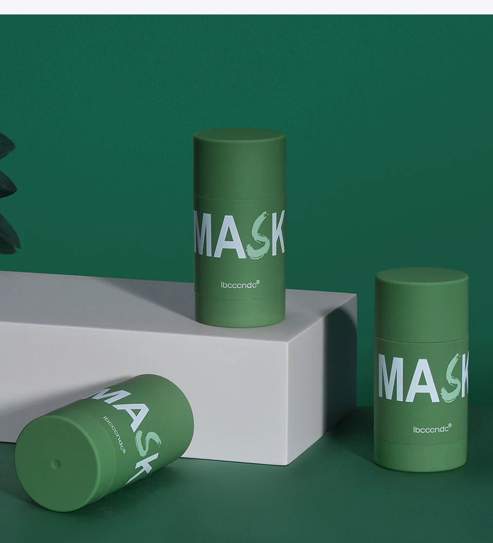 Masque nettoyant pour le visage en stick de 40 g aux extraits de thé vert et de rose – Nettoyant hydratant en profondeur, resserre les pores, élimine les points noirs, régule la production de sébum