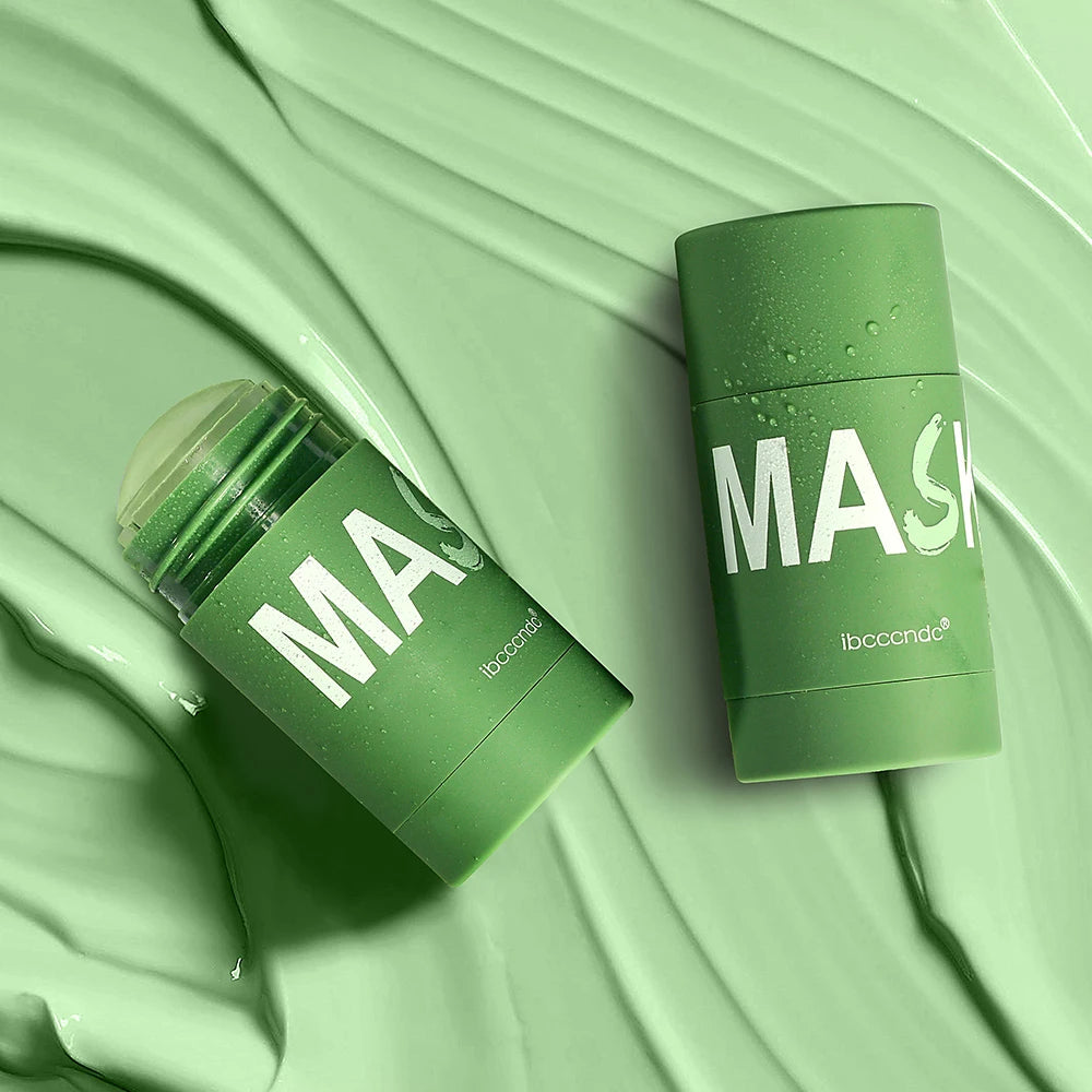 Masque nettoyant pour le visage en stick de 40 g aux extraits de thé vert et de rose – Nettoyant hydratant en profondeur, resserre les pores, élimine les points noirs, régule la production de sébum