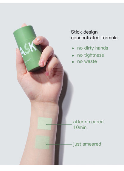 Masque nettoyant pour le visage en stick de 40 g aux extraits de thé vert et de rose – Nettoyant hydratant en profondeur, resserre les pores, élimine les points noirs, régule la production de sébum