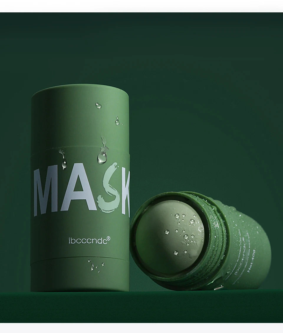 Masque nettoyant pour le visage en stick de 40 g aux extraits de thé vert et de rose – Nettoyant hydratant en profondeur, resserre les pores, élimine les points noirs, régule la production de sébum