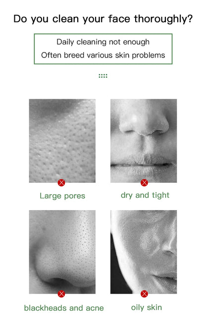 Masque nettoyant pour le visage en stick de 40 g aux extraits de thé vert et de rose – Nettoyant hydratant en profondeur, resserre les pores, élimine les points noirs, régule la production de sébum