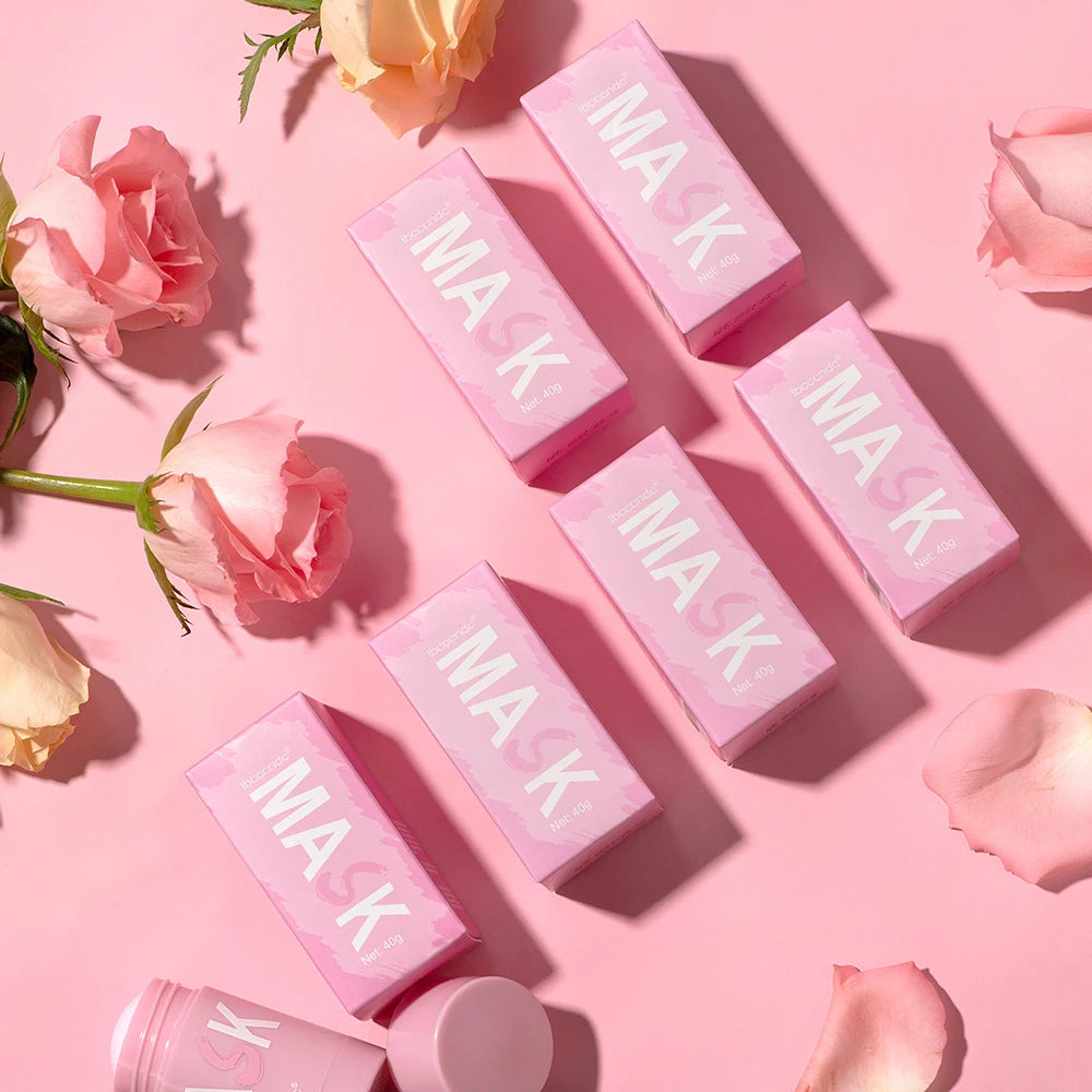 Masque nettoyant pour le visage en stick de 40 g aux extraits de thé vert et de rose – Nettoyant hydratant en profondeur, resserre les pores, élimine les points noirs, régule la production de sébum