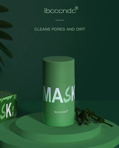 Masque nettoyant pour le visage en stick de 40 g aux extraits de thé vert et de rose – Nettoyant hydratant en profondeur, resserre les pores, élimine les points noirs, régule la production de sébum
