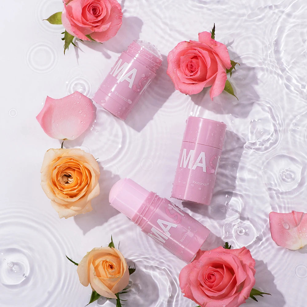 Masque nettoyant pour le visage en stick de 40 g aux extraits de thé vert et de rose – Nettoyant hydratant en profondeur, resserre les pores, élimine les points noirs, régule la production de sébum
