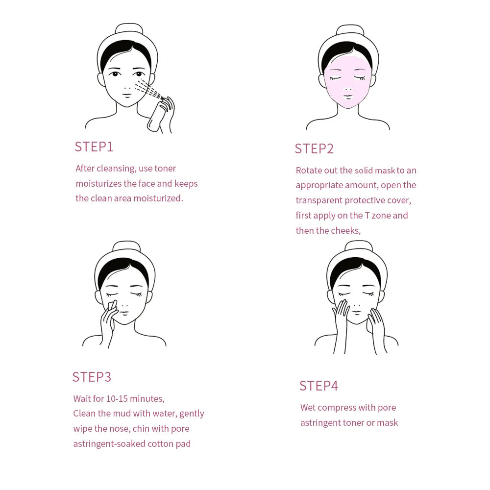 Masque nettoyant pour le visage en stick de 40 g aux extraits de thé vert et de rose – Nettoyant hydratant en profondeur, resserre les pores, élimine les points noirs, régule la production de sébum
