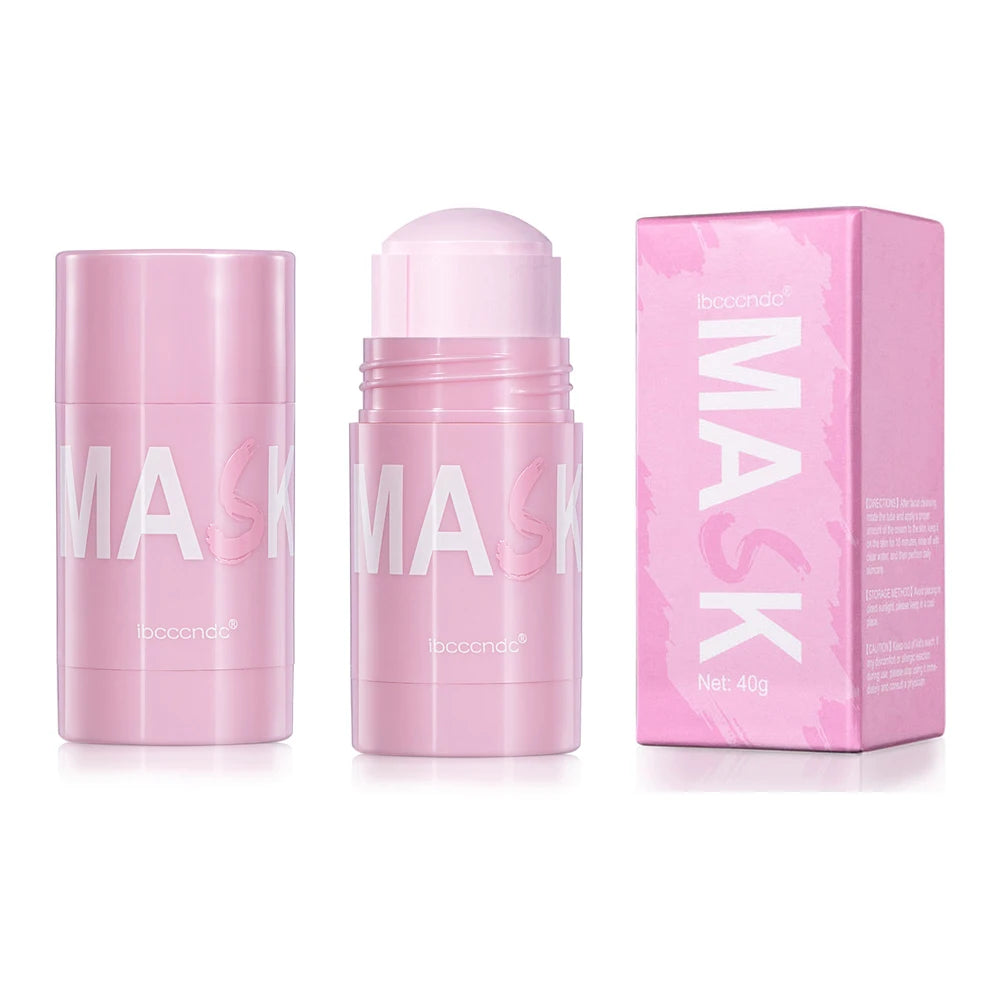 Masque nettoyant pour le visage en stick de 40 g aux extraits de thé vert et de rose – Nettoyant hydratant en profondeur, resserre les pores, élimine les points noirs, régule la production de sébum