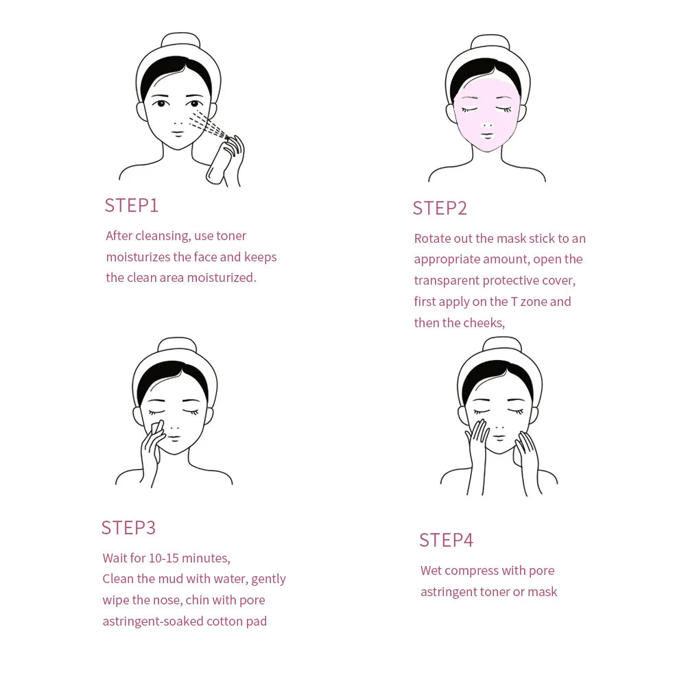 Masque nettoyant pour le visage en stick de 40 g aux extraits de thé vert et de rose – Nettoyant hydratant en profondeur, resserre les pores, élimine les points noirs, régule la production de sébum